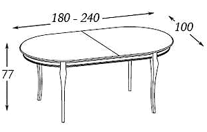 Размеры: стол обеденный раздвижной Панамар модель 403.180