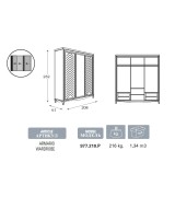 Шкаф купе 3-х дверный Panamar 977.210 цвет белый