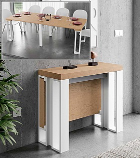 Консоль трансформер стол обеденный Disemobel 4061 roble blanco цвет дуб, белый 