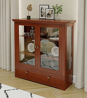 Витрина 2-х дверная Валенсия М2007 цвет орех