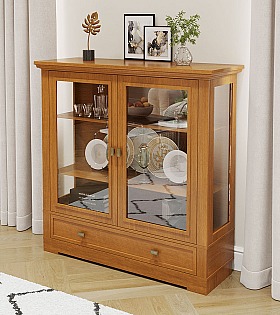 Витрина 2-х дверная Валенсия М2007 цвет вишня