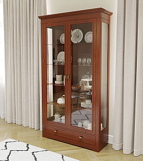 Витрина 2-х дверная Валенсия М2008 цвет орех