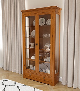 Витрина 2-х дверная Валенсия М2008 цвет вишня