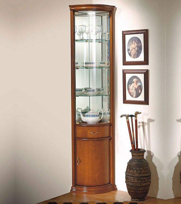 Угловая витрина Disemobel 928 cerezo-5 цвет вишня 