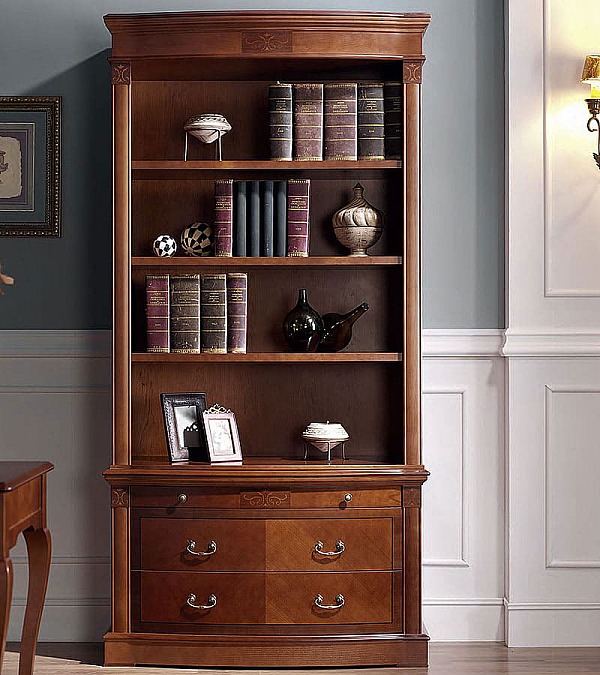 Книжный шкаф Panamar 825.000 + тумба Panamar 835.000 цвет орех, вишня