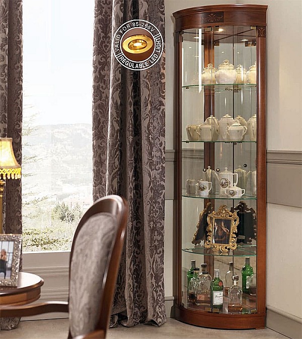 Угловая витрина Panamar 878.001 цвет орех, вишня