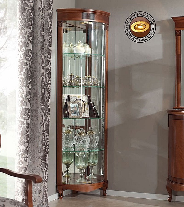 Угловая витрина Panamar 879.001 цвет орех, вишня