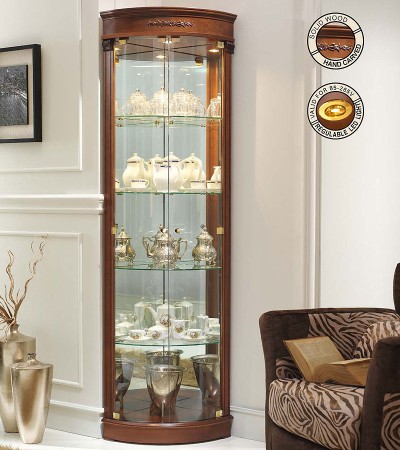 Угловая витрина Panamar 668.001 цвет орех, вишня Угловая витрина Panamar 668.001 цвет орех, вишня