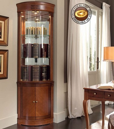 Угловая витрина Panamar 809.001 + тумба Panamar 839.000 цвет орех, вишня