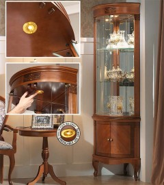 Угловая витрина Panamar 809.001 + тумба Panamar 889.000 цвет орех, вишня