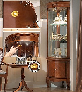 Угловая витрина Panamar 809.001 + тумба Panamar 889.000 цвет орех, вишня