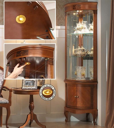 Угловая витрина Panamar 809.001 + тумба Panamar 889.000 цвет орех, вишня