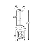 Угловая витрина Panamar 809.001 + тумба Panamar 889.000 цвет орех, вишня