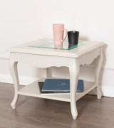 Журнальный стол Disemobel 53/C Cristal vainilla цвет белый стеклянная столешница 