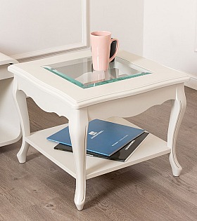 Журнальный стол Disemobel 53/C Cristal vainilla цвет белый стеклянная столешница 