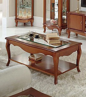 Журнальный стол Disemobel 53 Cristal cerezo-5 цвет вишня стеклянная столешница 