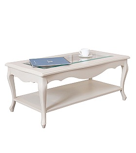 Журнальный стол Disemobel 53 Cristal vainilla цвет белый стеклянная столешница 