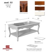 Журнальный стол Disemobel 53 Cristal vainilla цвет белый стеклянная столешница 