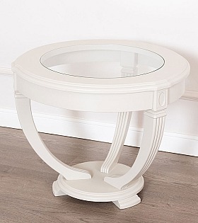 Журнальный стол Disemobel 66/C Cristal vainilla цвет белый стеклянная столешница 