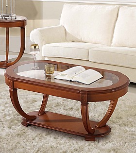 Журнальный стол Disemobel 66 Cristal cerezo-5 цвет вишня стеклянная столешница 