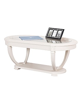 Журнальный стол Disemobel 66 Cristal vainilla цвет белый стеклянная столешница 