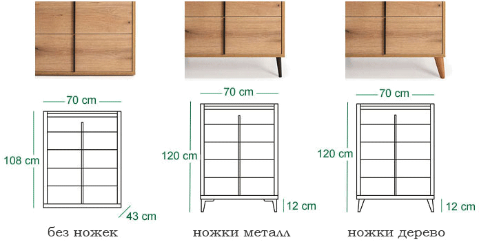 Размеры высокий комод (шифоньер) серия Line модель 070