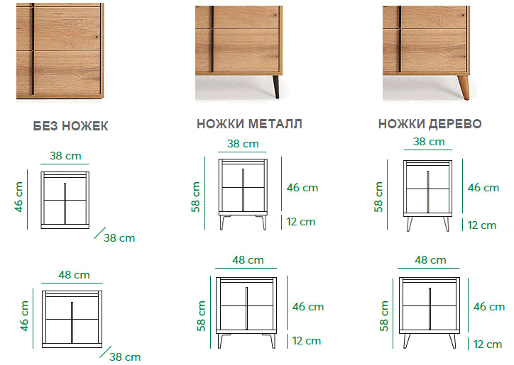 размеры прикроватная тумба Лайн (Line)