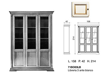 библиотека 3-х дверная Palazzo Ducale Prama 71BO03LB ясень белый с золотом фабрика Bakokko Италия