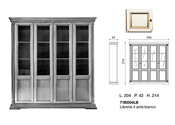 библиотека 4-х дверная Palazzo Ducale Prama 71BO04LB ясень белый с золотом фабрика Bakokko Италия