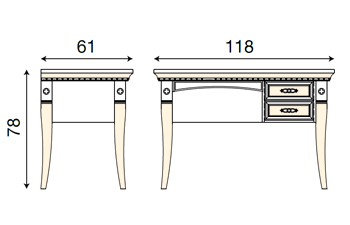 размер стол 2 ящика Палаццо Дукале 71BO03SR фабрика Bakokko Италия