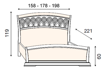 размер кровать Палаццо Дукале резное изголовье, с изножьем фабрика Bakokko Италия