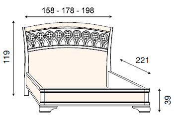 размер кровать Palazzo Ducale резное изголовье, без изножья фабрика Bakokko Италия