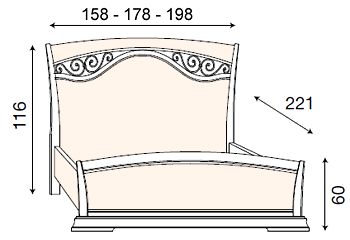 размер кровать Палаццо Дукале изголовье с ковкой, с изножьем фабрика Bakokko Италия