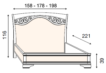 размер кровать Палаццо Дукале изголовье с ковкой, без изножья фабрика Bakokko Италия