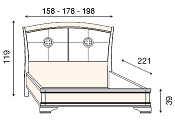 размер кровать Палаццо Дукале изголовье с кожаной обивкой без изножья фабрика Bakokko Италия