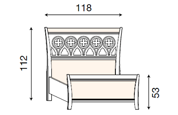 размер кровать детская односпальная Палаццо Дукале резное изголовье, с изножьем фабрика Bakokko Италия