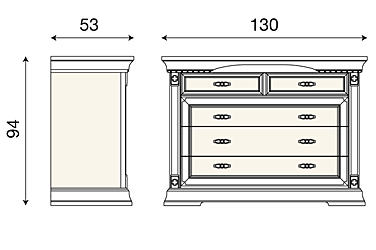 размер комод 71BO01CO Palazzo Ducale фабрика Bakokko Италия