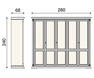 размер шкаф 5-ти дверный Palazzo Ducale фабрика Bakokko Италия