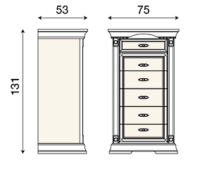 размер шифоньер комод 6 ящиков 71BO01ST Palazzo Ducale фабрика Bakokko Италия