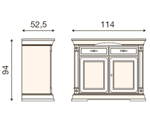 размер комод 2-х дверный Палаццо Дукале Прама 71BO04 фабрика Bakokko Италия