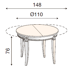 размер стол обеденный круглый раздвижной Палаццо Дукале Прама 71BO54 фабрика Bakokko Италия