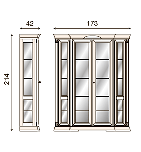 размер витрина 4-х дверная Палаццо Дукале Прама 71BO00 фабрика Bakokko Италия