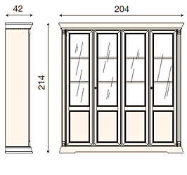 размер библиотека 4-х дверная Палаццо Дукале 71BO04LB фабрика Bakokko Италия