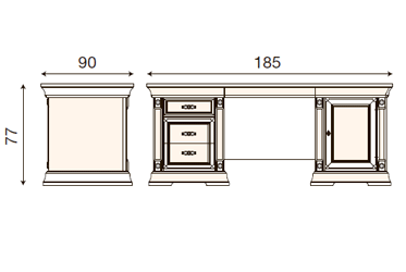 размер стол письменный 2-х тумбовый Палаццо Дукале 71BO02SR фабрика Bakokko Италия