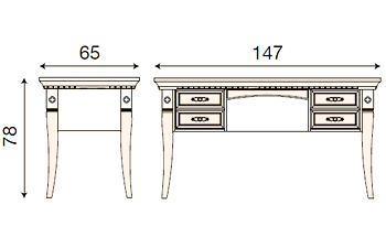 размер стол письменный 4-е ящика Палаццо Дукале 71CI03SR фабрика Bakokko Италия