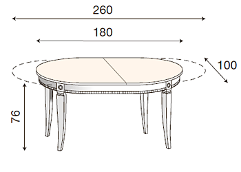 размер стол обеденный овальный раздвижной Палаццо Дукале Прама 71BO55 фабрика Bakokko Италия
