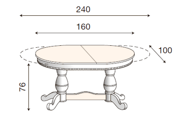 размер стол обеденный овальный раздвижной Палаццо Дукале Прама 71BO56 фабрика Bakokko Италия